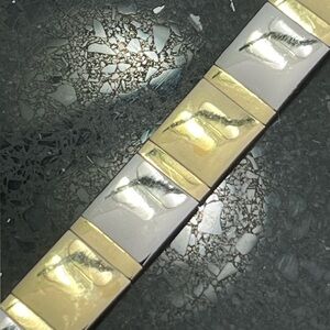 18k Gold sterling silver shiny statement polished vintage estate bracelet QVC